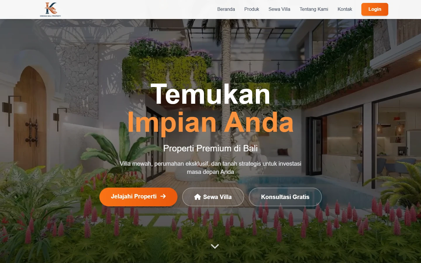 Kresna Bali Properti website by Devala Studio